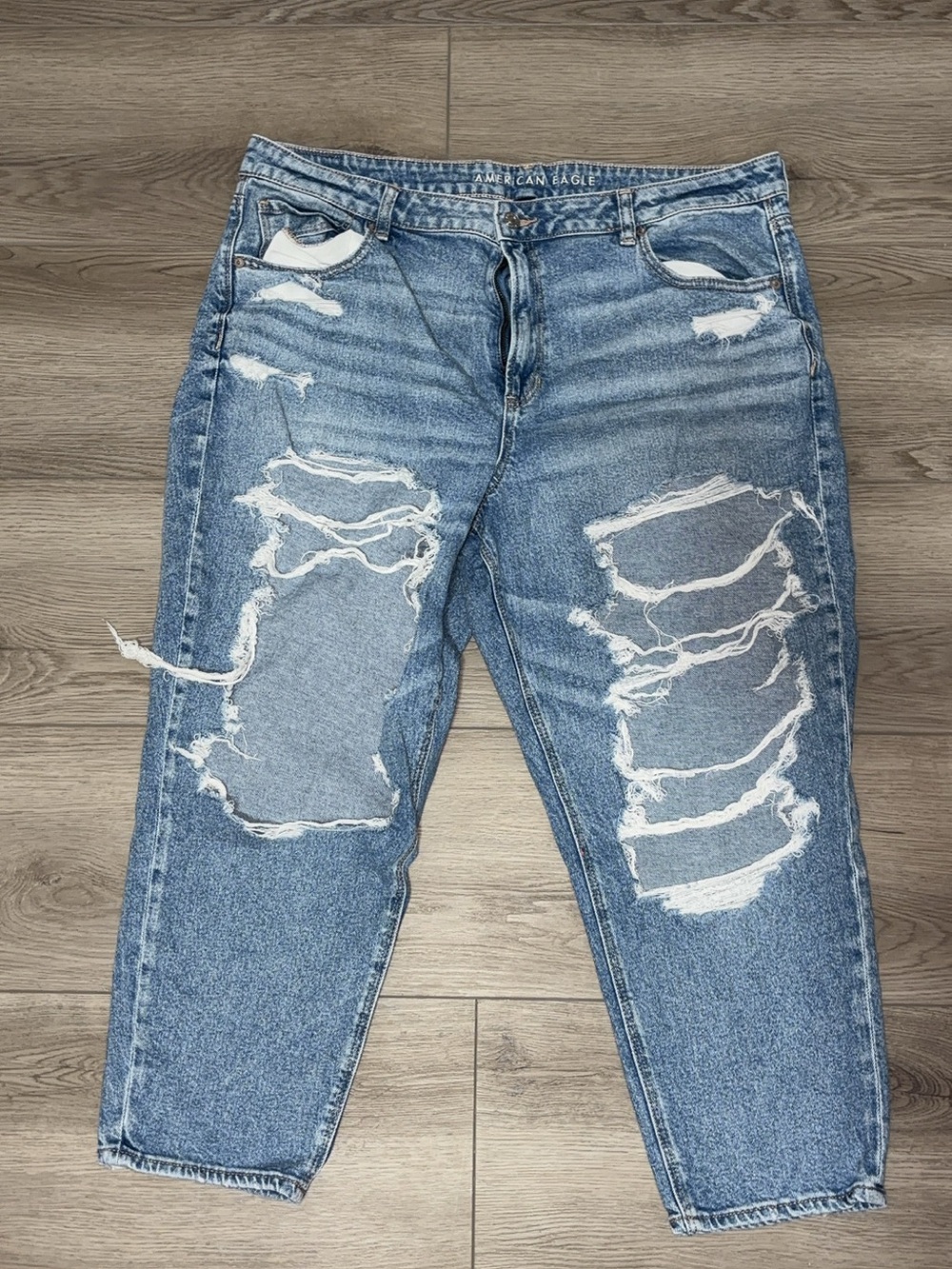 American Eagle Outfitters Distressed Light Blue Boyfriend Jeans